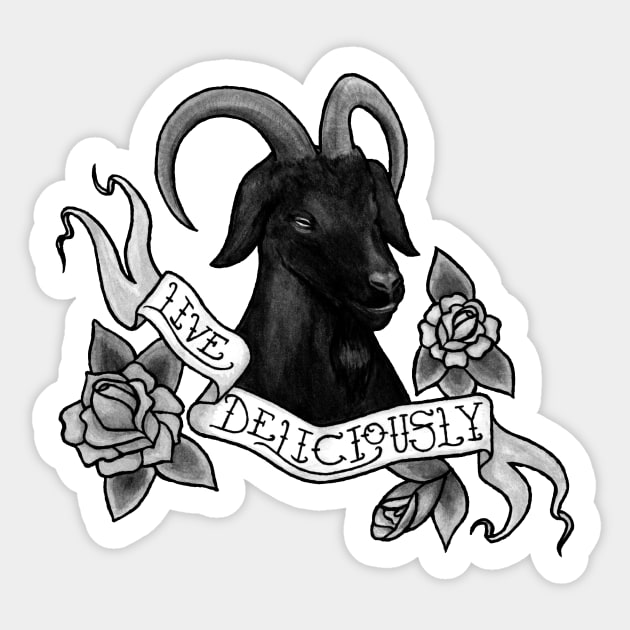 Live Deliciously Black Phillip Sticker by voxtopus
